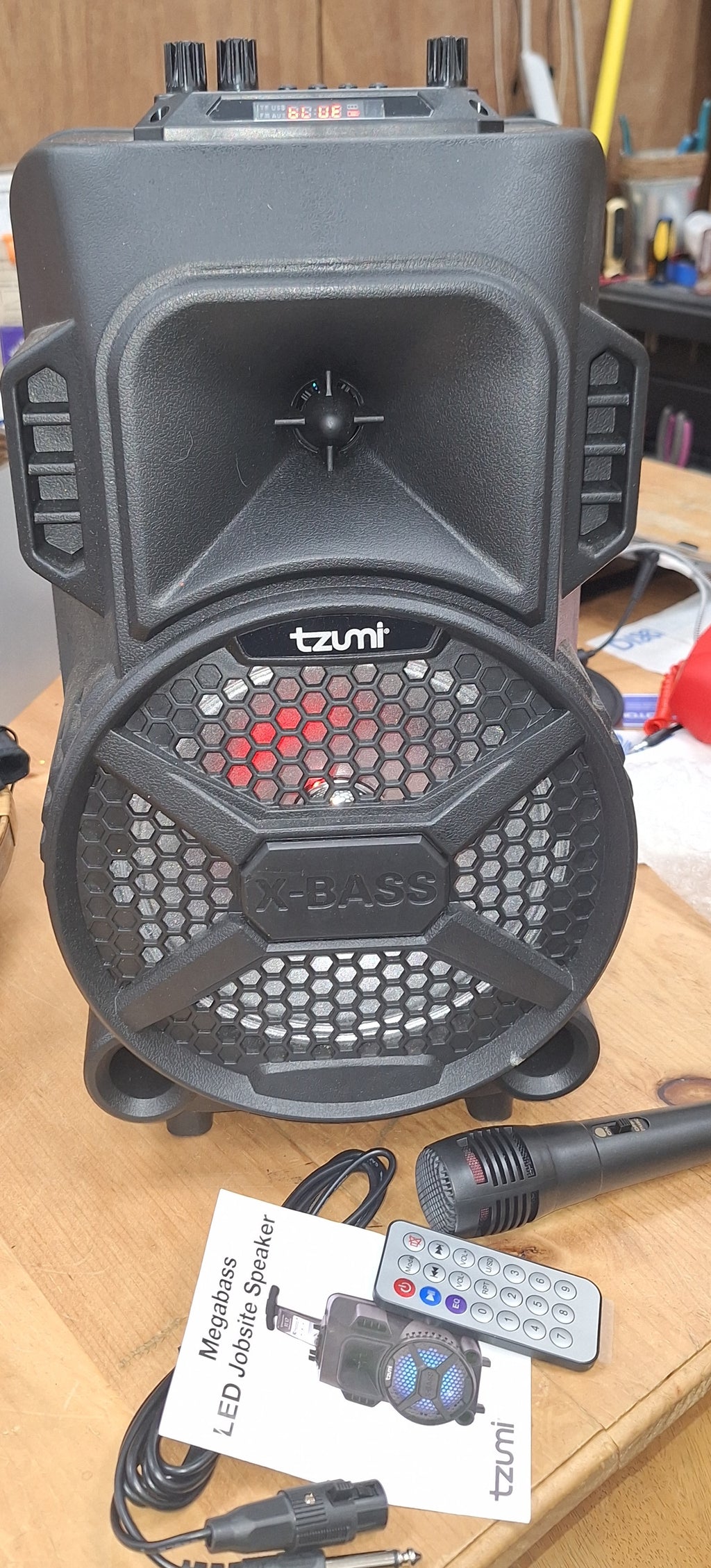 Tzumi Megabass LED/Bluetooth/Karaoke Jobsite Speaker