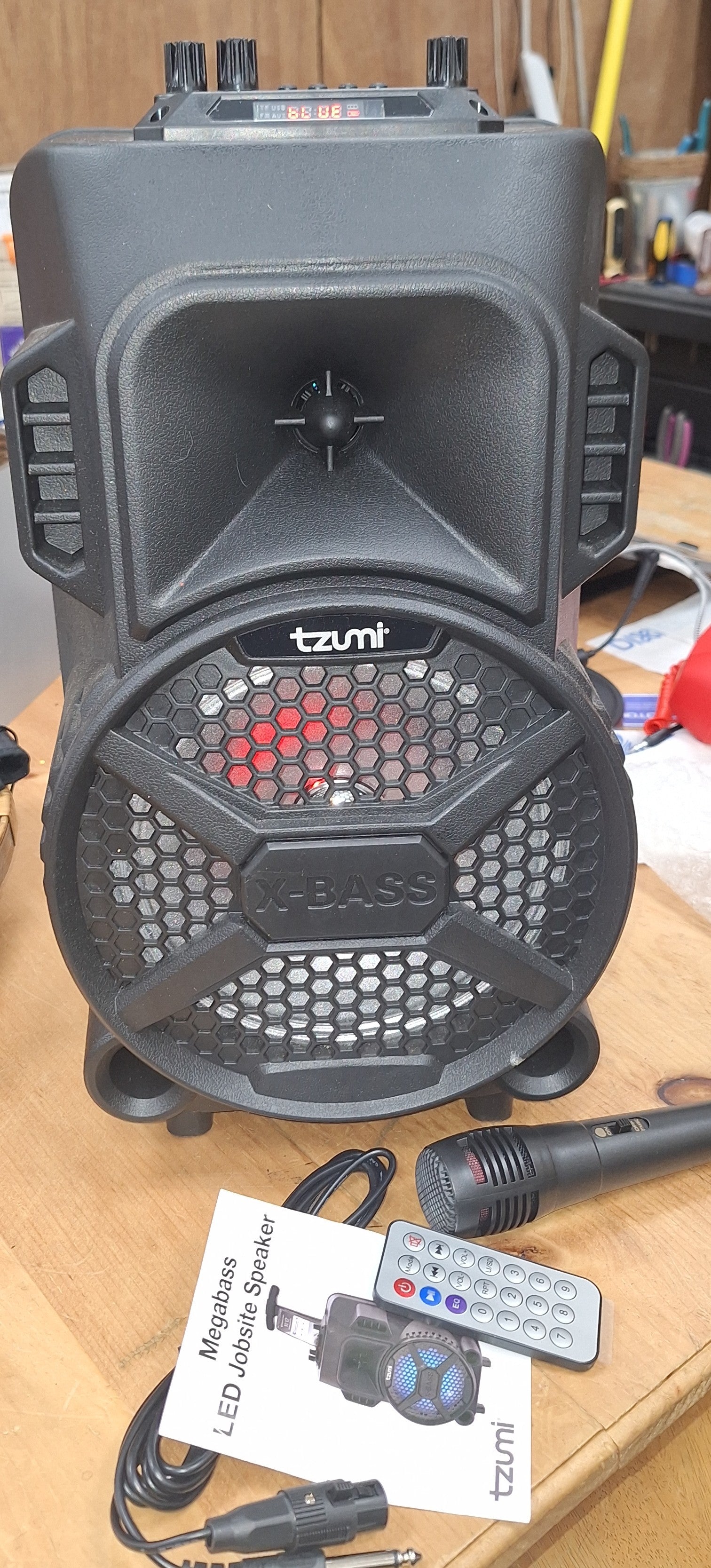 Tzumi Megabass LED/Bluetooth/Karaoke Jobsite Speaker