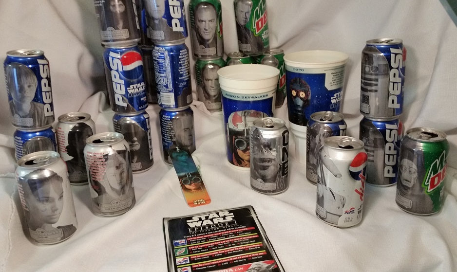 Star Wars Epsode I Pepsi Cans 26  2 Drink Cups  Book Mark