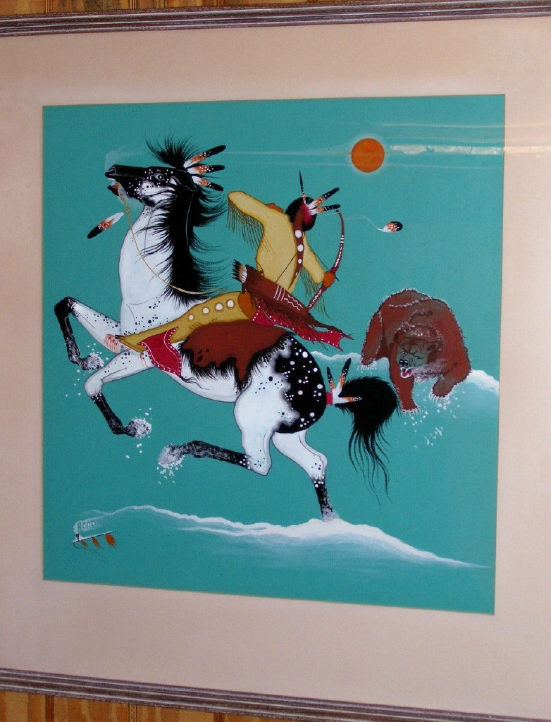 Rance Hood Signed Bear Hunt Painting ORGIONAL c-60's