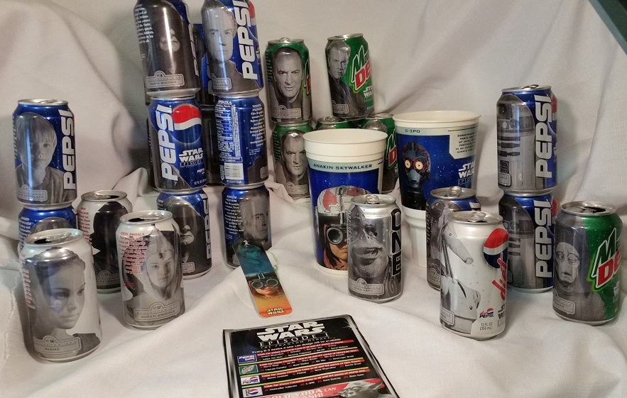 Star Wars Epsode I Pepsi Cans 26  2 Drink Cups  Book Mark