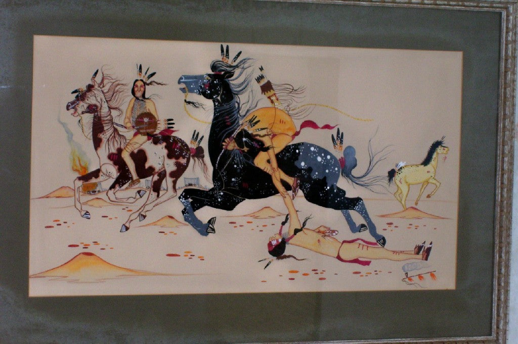 Rance Hood Signed Bear Hunt Painting ORGIONAL c-60's