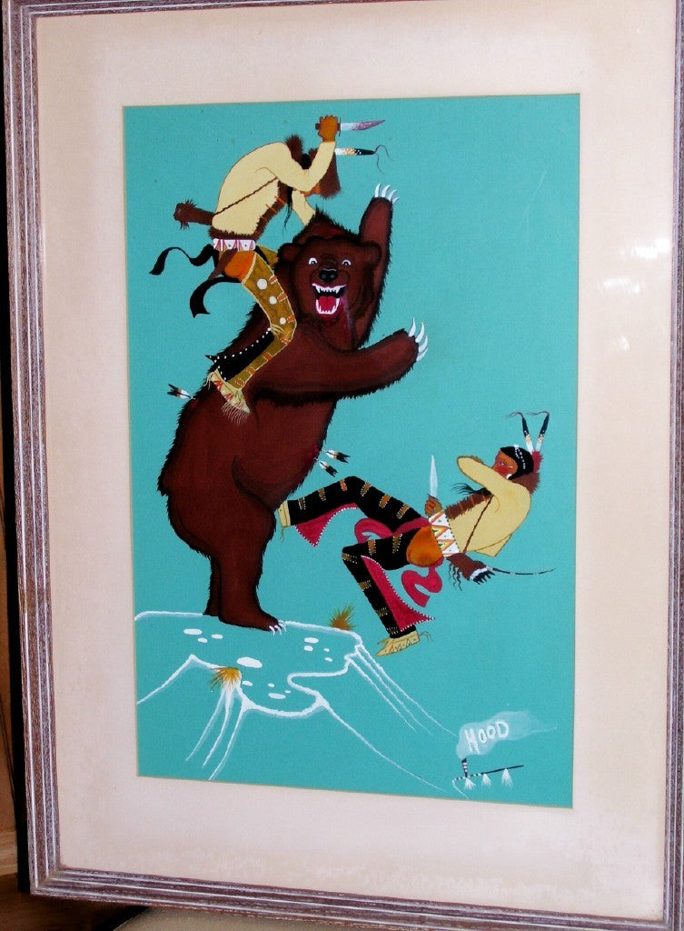 Rance Hood Signed Bear Hunt Painting ORGIONAL c-60's